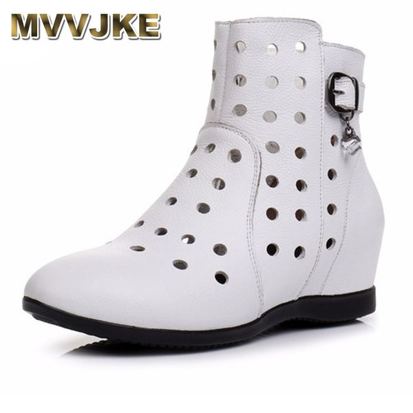 mvvjke genuine leather boots hollow out breathable summer women sandals height increasing fashion soft zipper flat ankle boots, Black
mvvjke genuine leather boots hollow out breathable summer women sandals height increasing fashion soft zipper flat ankle boots, Black