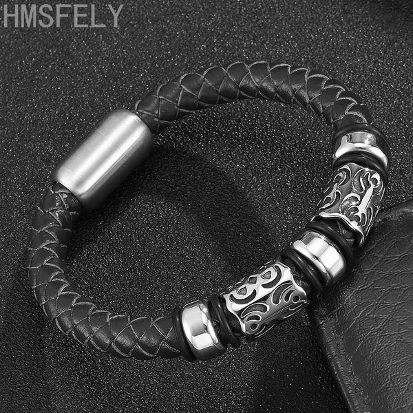hmsfely men fashion genuine leather bracelet stainless steel beads charm bracelets bangles jewelry for men magnet clasp bracelet, White
hmsfely men fashion genuine leather bracelet stainless steel beads charm bracelets bangles jewelry for men magnet clasp bracelet, White