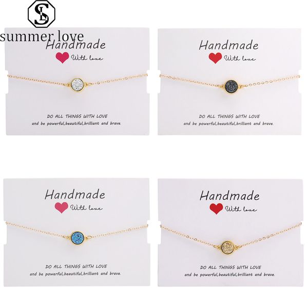 crystal round druzy bracelets natural resin stone handmade gold copper chain charm bracelets bangles jewelry gifts for women girl-y, Black
crystal round druzy bracelets natural resin stone handmade gold copper chain charm bracelets bangles jewelry gifts for women girl-y, Black