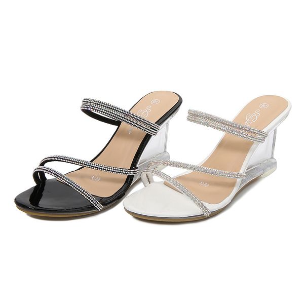 wedge sandals female summer 2020 new crystal transparent heels rhinestones slippers women cute slippers pvc women shoes, Black
wedge sandals female summer 2020 new crystal transparent heels rhinestones slippers women cute slippers pvc women shoes, Black