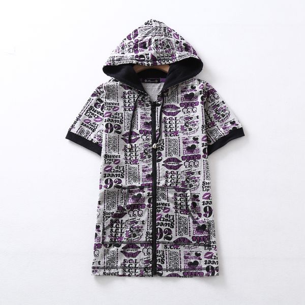 new children's summer cotton hooded short-sleeved jacket. girls fashion long coats. kids clothes, Blue;gray
new children's summer cotton hooded short-sleeved jacket. girls fashion long coats. kids clothes, Blue;gray