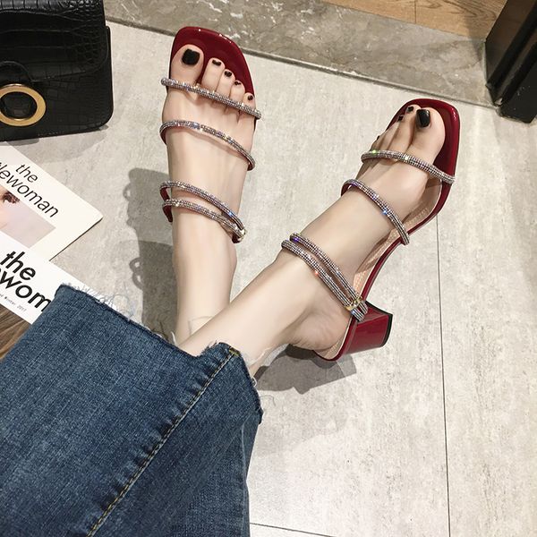 medium heel thick heel 2020 new style with diamond ultra fire thin belt two wear with skirt high slipper fashion, Black
medium heel thick heel 2020 new style with diamond ultra fire thin belt two wear with skirt high slipper fashion, Black