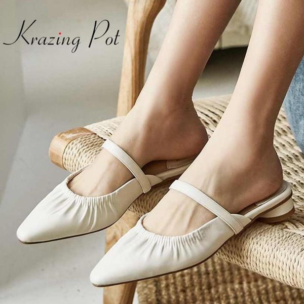 krazing pot art design new sheep leather soft cozy summer shallow mules pointed toe low heels pleated slip on solid pumps l60, Black
krazing pot art design new sheep leather soft cozy summer shallow mules pointed toe low heels pleated slip on solid pumps l60, Black