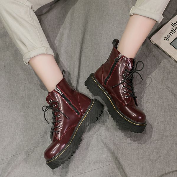 fashion zipper flat shoes woman high heel platform pu leather jason martins boots lace up women shoes ankle boots girls, Black
fashion zipper flat shoes woman high heel platform pu leather jason martins boots lace up women shoes ankle boots girls, Black