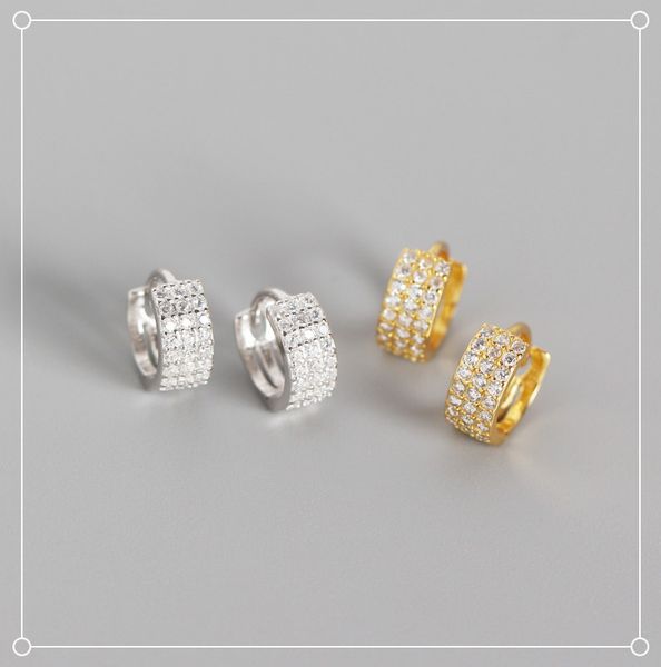 1pair 100% authentic 925 sterling silver 3rows cz set round hoop huggie earrings zirconia set fine jewelry tle687, Golden;silver
1pair 100% authentic 925 sterling silver 3rows cz set round hoop huggie earrings zirconia set fine jewelry tle687, Golden;silver