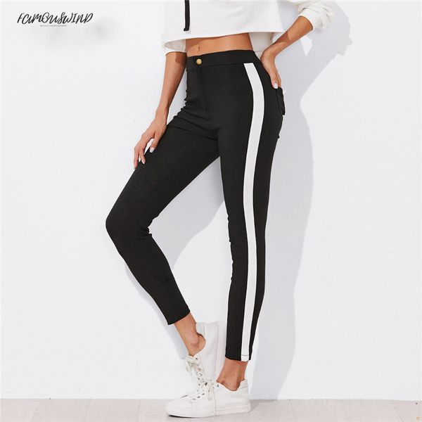panel contrast side sporting ankle jeans summer straight leg zipper fly pants women black skinny striped pants, Black;white
panel contrast side sporting ankle jeans summer straight leg zipper fly pants women black skinny striped pants, Black;white