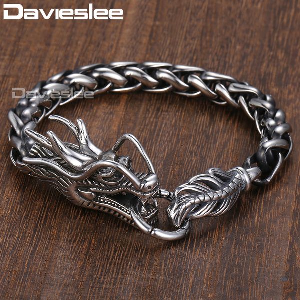 davieslee dragon head men's bracelet male 316l stainless steel bracelet wheat link chain punk jewelry 9mm 21.5cm dlhb450, Golden;silver
davieslee dragon head men's bracelet male 316l stainless steel bracelet wheat link chain punk jewelry 9mm 21.5cm dlhb450, Golden;silver
