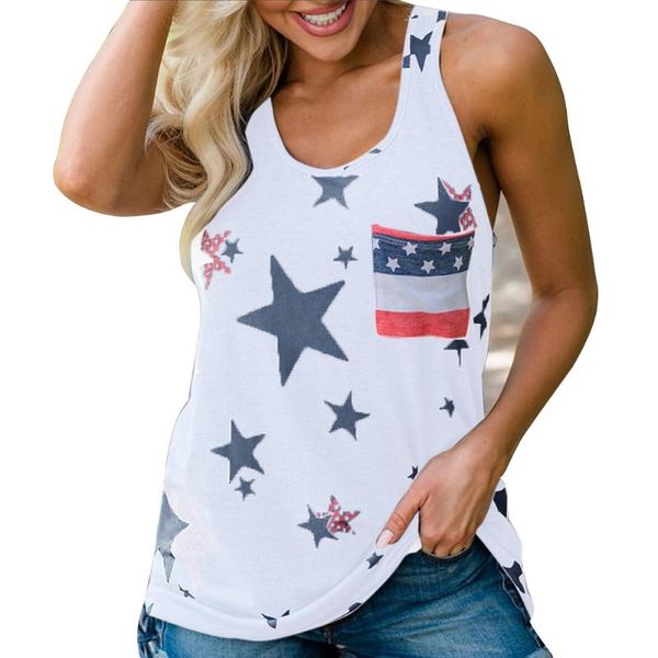 o neck party loose tank sleeveless american flag ladies casual summer polyester women vest printed printing, White
o neck party loose tank sleeveless american flag ladies casual summer polyester women vest printed printing, White