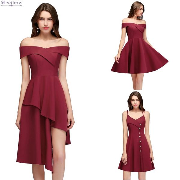 2019 burgundy short cocktail dress off the shoulder sleeveless party de cocktail, White;black
2019 burgundy short cocktail dress off the shoulder sleeveless party de cocktail, White;black