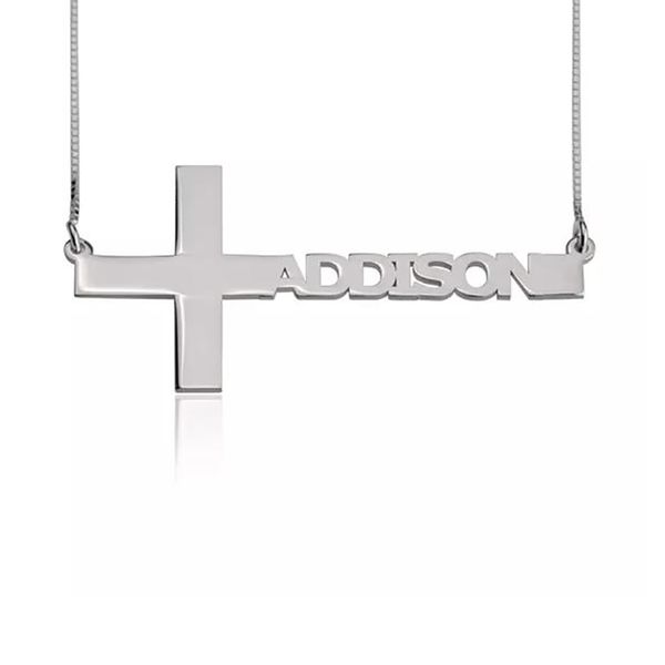 rir custom name engraved cross personalized cut out sideways name cross necklace first communion baptism gift religious gift, Silver
rir custom name engraved cross personalized cut out sideways name cross necklace first communion baptism gift religious gift, Silver