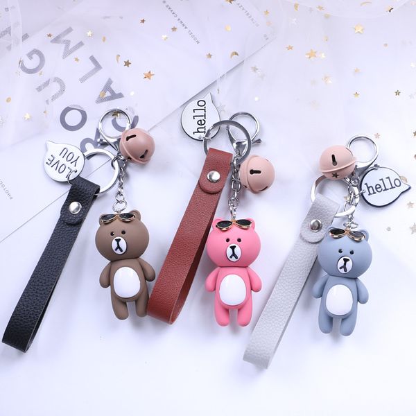 little bear sunglasses key chain leather string keyring bag hang piece creative cute cartoon doll keychain women key chain, Silver
little bear sunglasses key chain leather string keyring bag hang piece creative cute cartoon doll keychain women key chain, Silver