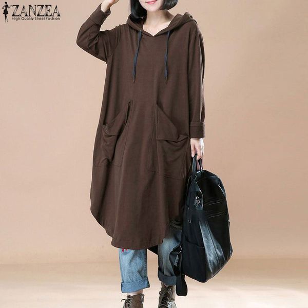 zanzea women vintage hooded long sleeve sweatshirt dress 2019 autumn casaul loose pockets pullover long oversized robe, Black
zanzea women vintage hooded long sleeve sweatshirt dress 2019 autumn casaul loose pockets pullover long oversized robe, Black