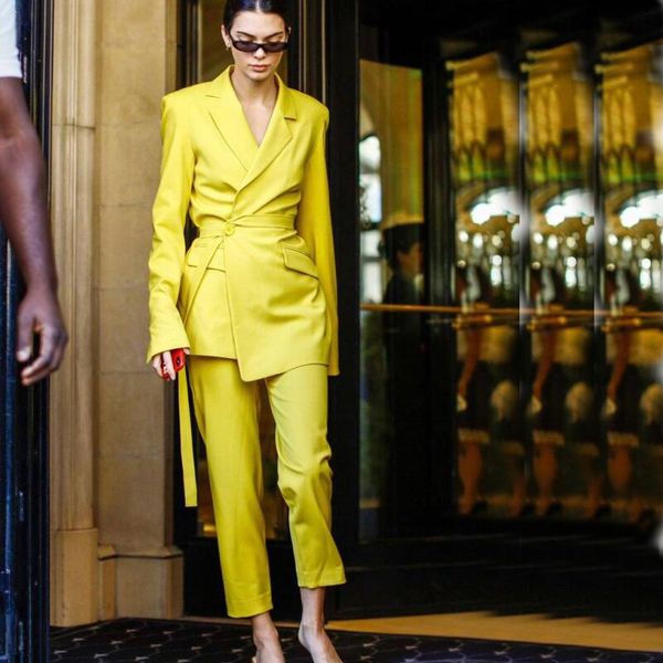 women's suits & blazers blazer summer yellow suit bandage trousers office clothing party dress 2 piece set slim temperament formal wear, White;black
women's suits & blazers blazer summer yellow suit bandage trousers office clothing party dress 2 piece set slim temperament formal wear, White;black