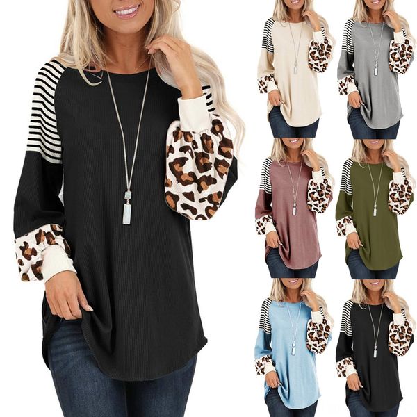 women's leopard stripe round collar lantern sleeve lantern pullover long sleeve pullover top, White
women's leopard stripe round collar lantern sleeve lantern pullover long sleeve pullover top, White
