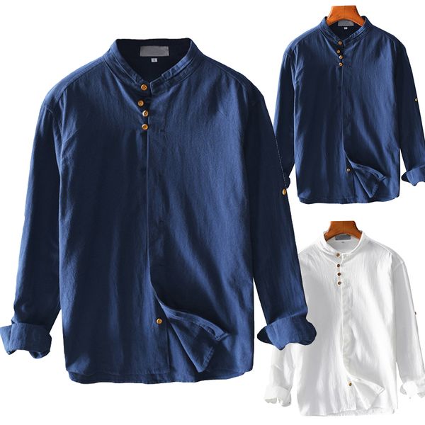 helisopus autumn new mens shirts long sleeve cotton linen shirts casual solid color streetwear loose fashion stand collar, White;black
helisopus autumn new mens shirts long sleeve cotton linen shirts casual solid color streetwear loose fashion stand collar, White;black