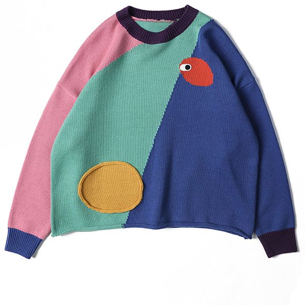 autumn winter women casual pullover sweater fashion design colour patch knitted loose keep warm knitted top, White;black
autumn winter women casual pullover sweater fashion design colour patch knitted loose keep warm knitted top, White;black