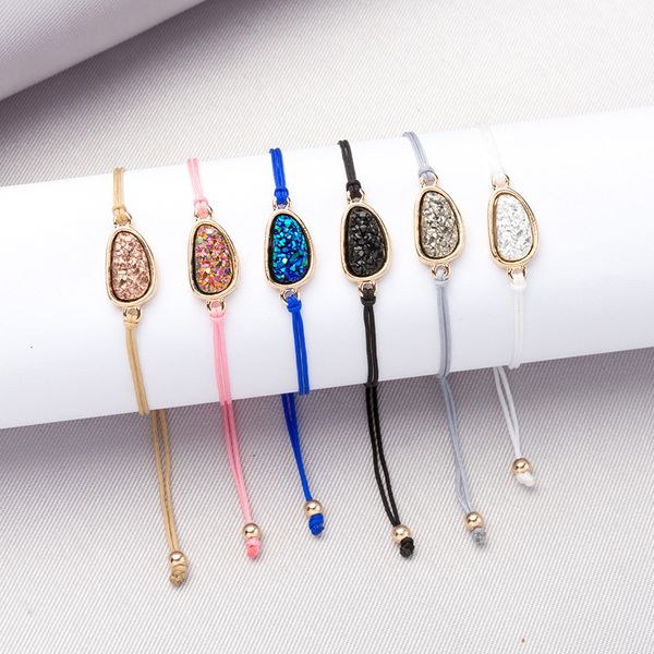 new 6 colors adjustable waterdrop resin druzy drusy bracelet faux resin drusy stone rope bracelets women gift fashion jewelry, Golden;silver
new 6 colors adjustable waterdrop resin druzy drusy bracelet faux resin drusy stone rope bracelets women gift fashion jewelry, Golden;silver