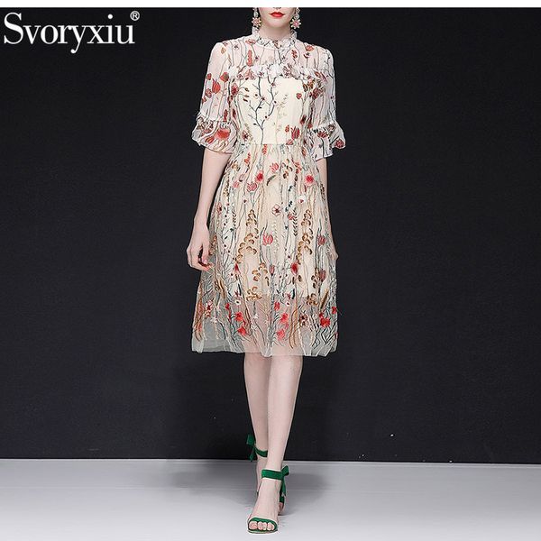 svoryxiu women's summer mesh embroidery dress elegant half sleeve holiday party female runway long dresses vestdios, Black;gray
svoryxiu women's summer mesh embroidery dress elegant half sleeve holiday party female runway long dresses vestdios, Black;gray