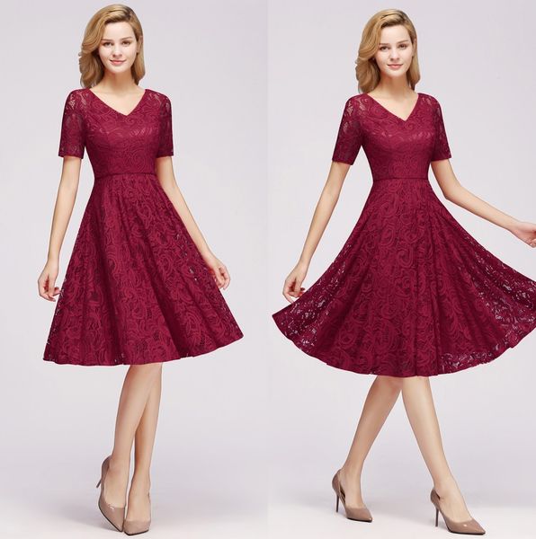 in stock lace a line homecoming dresses short sleeves v neck knee length a line graduation dresses short prom dresses cps1146, Red
in stock lace a line homecoming dresses short sleeves v neck knee length a line graduation dresses short prom dresses cps1146, Red
