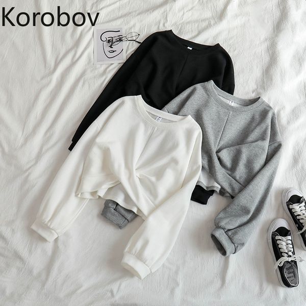 korobov 2020 new chic o neck long sleeve women hoodies korean streetwear crop female sweatshirts streetwear outwear top, Black
korobov 2020 new chic o neck long sleeve women hoodies korean streetwear crop female sweatshirts streetwear outwear top, Black