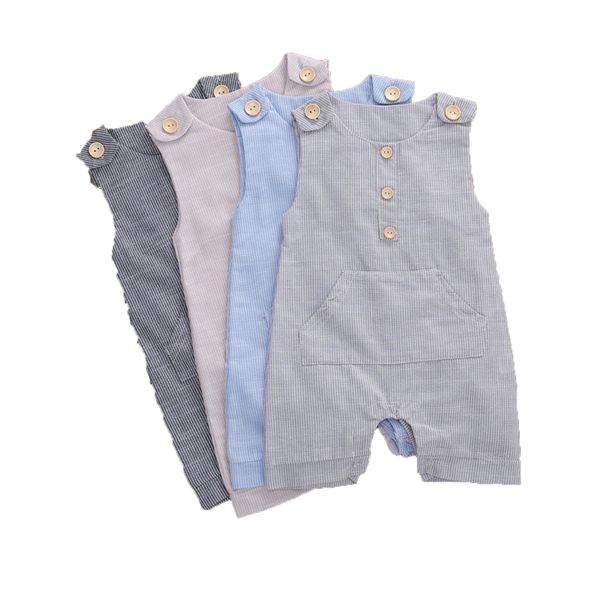 jumpsuits 2021 baby summer clothing born boys buttons striped romper fashion sleeveless cotton linen jumpsuit, Blue
jumpsuits 2021 baby summer clothing born boys buttons striped romper fashion sleeveless cotton linen jumpsuit, Blue