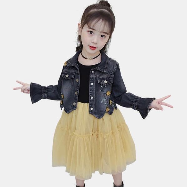 children clothes denim jacekt + mesh dress girls clothing autumn tracksuit girl butterfly sleeve teenage kids clothing, White
children clothes denim jacekt + mesh dress girls clothing autumn tracksuit girl butterfly sleeve teenage kids clothing, White