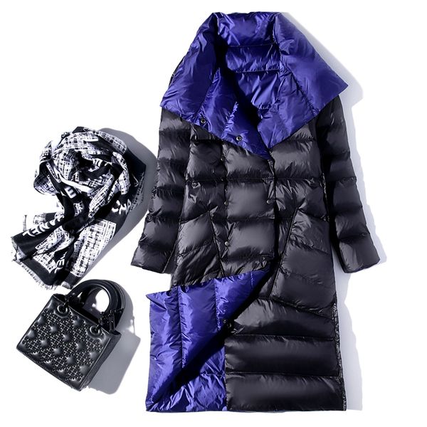 2019 double coat women white duck down coats parka slim ultra light down jacket female long outwears plus size, Black
2019 double coat women white duck down coats parka slim ultra light down jacket female long outwears plus size, Black