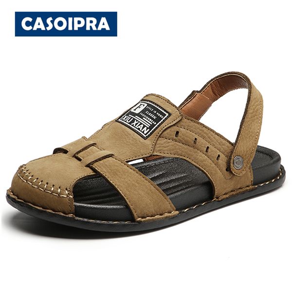 casoipra closed round toe men sandals genuine leather summer shoes beach slippers mens flip flops outdoor slides, Black
casoipra closed round toe men sandals genuine leather summer shoes beach slippers mens flip flops outdoor slides, Black