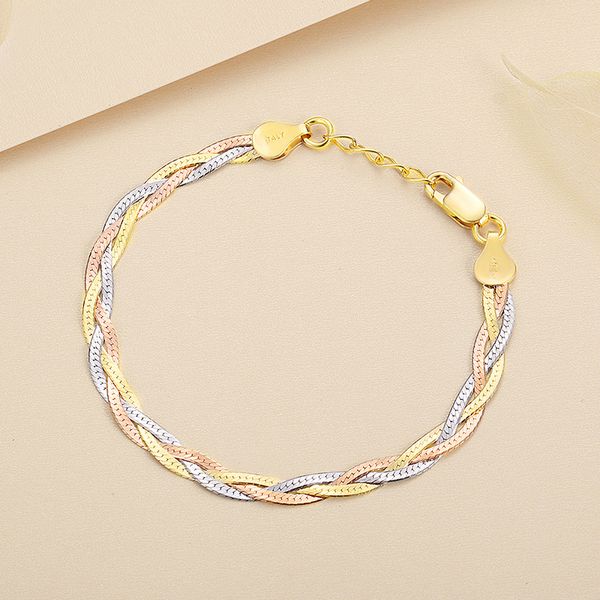 cmajor italian style soild sterling silver jewelry muti color three-color weave dream fashion temperament bracelets for women, Golden;silver
cmajor italian style soild sterling silver jewelry muti color three-color weave dream fashion temperament bracelets for women, Golden;silver