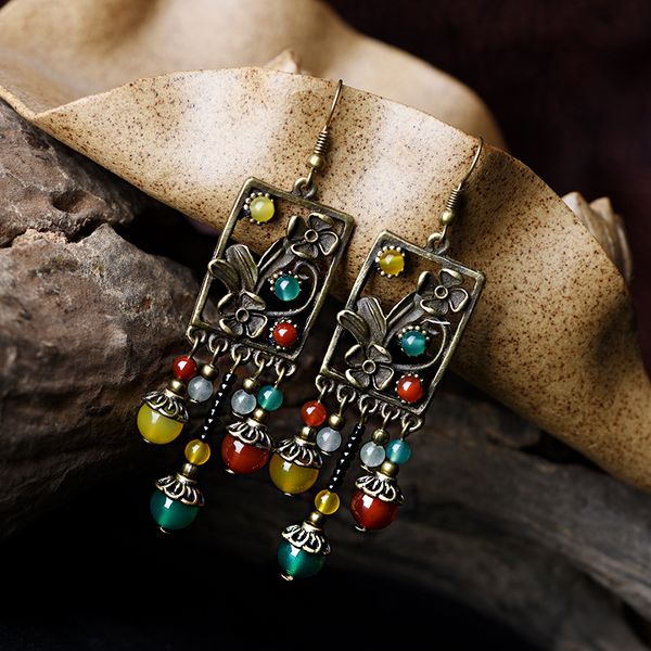 ethnic earrings for women long dangle ear ring stone beads drop vintage flower green earrings fashion brincos jewelry 2019, Golden
ethnic earrings for women long dangle ear ring stone beads drop vintage flower green earrings fashion brincos jewelry 2019, Golden