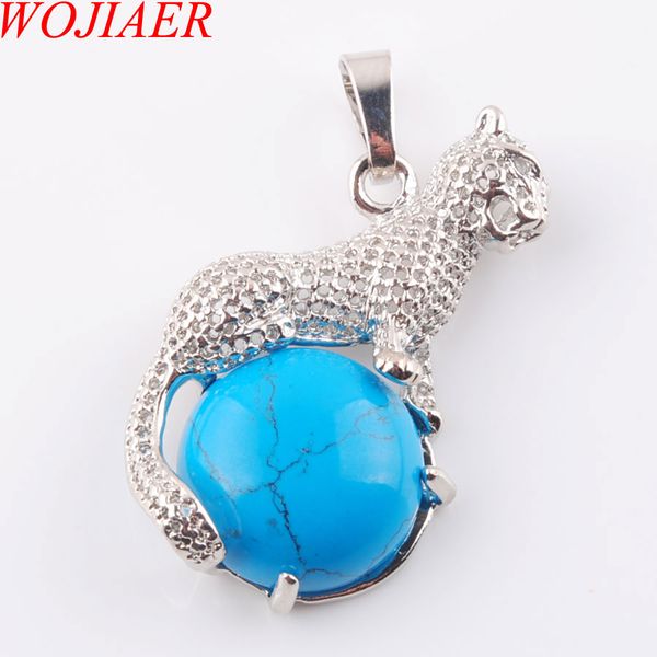wojiaer cute leopard pendants for round gem stone natural blue turquoise healing charm jewelry dn3661, Silver
wojiaer cute leopard pendants for round gem stone natural blue turquoise healing charm jewelry dn3661, Silver