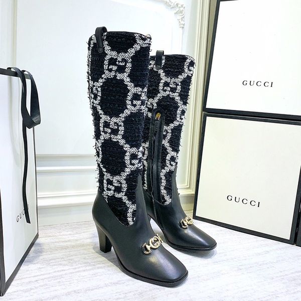 2019 autumn and winter european station fashion boots high-heeled women's boots side zipper colorblock stripe matching with ms. long bo, Black
2019 autumn and winter european station fashion boots high-heeled women's boots side zipper colorblock stripe matching with ms. long bo, Black