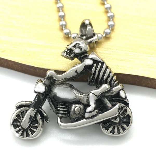 fashion men's stainless steel punk gothic 3d skull motorbike pendant necklace, Silver
fashion men's stainless steel punk gothic 3d skull motorbike pendant necklace, Silver