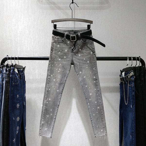 european high waist skinny trousers new autumn womens drill pencil pants nine-point jeans girl lady streetwear grey jeans, Blue
european high waist skinny trousers new autumn womens drill pencil pants nine-point jeans girl lady streetwear grey jeans, Blue