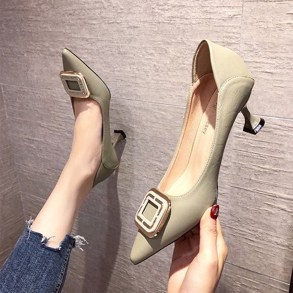 fashion women office shoes 2020 new metal square buckle green pointed toe high heels woman pumps female shoes, Black
fashion women office shoes 2020 new metal square buckle green pointed toe high heels woman pumps female shoes, Black