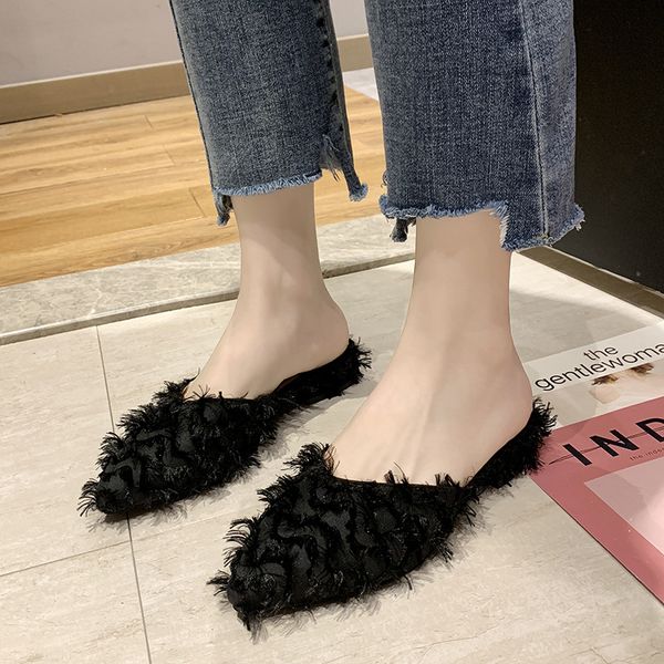 2019 personality slippers women women's shoes slip on sandals high heel fur slides fashion spring ladies slippers, Black
2019 personality slippers women women's shoes slip on sandals high heel fur slides fashion spring ladies slippers, Black