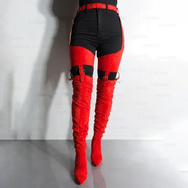 women thigh high chap boots faux suede blockheels buckle strap side zip over knee boots shoes ladies size 38 44 45 47, Black
women thigh high chap boots faux suede blockheels buckle strap side zip over knee boots shoes ladies size 38 44 45 47, Black
