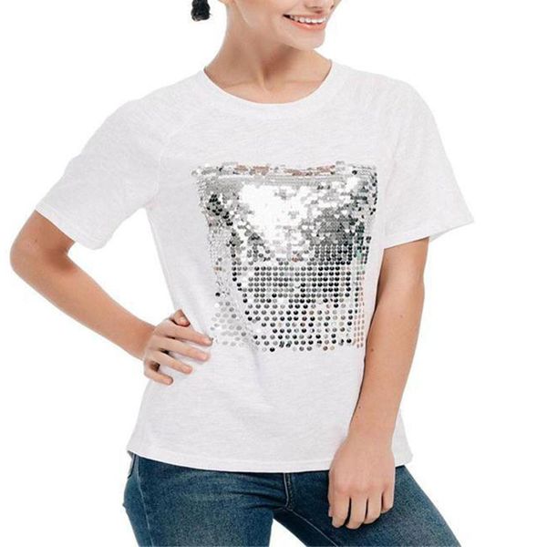 women sequined cotton t-shirt short sleeve white o-neck black women's t-shirts 2019 summer loose tee female clothes
women sequined cotton t-shirt short sleeve white o-neck black women's t-shirts 2019 summer loose tee female clothes