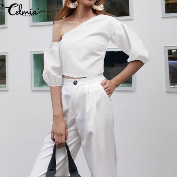 5xl women's blouses off one shoulder party shirts celmia 2020 summer half sleeve casual solid elegant office ladies 7, White
5xl women's blouses off one shoulder party shirts celmia 2020 summer half sleeve casual solid elegant office ladies 7, White