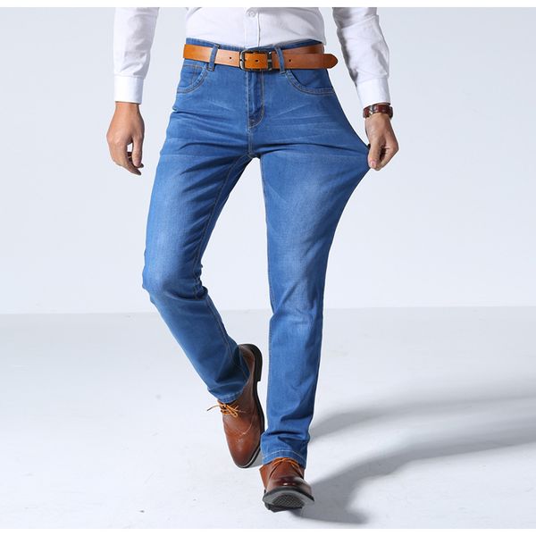 summer new men's thin light jeans business casual stretch slim denim jeans light blue trousers male brand pants plus size pant
summer new men's thin light jeans business casual stretch slim denim jeans light blue trousers male brand pants plus size pant