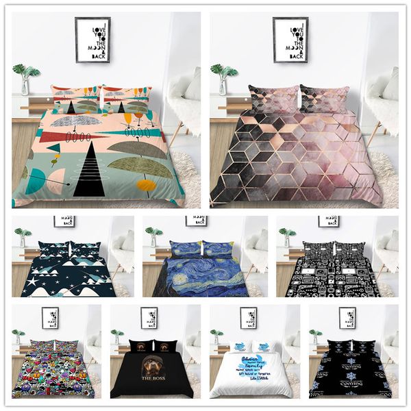 popular cartoon bedding set twin full size bedspreads with blue black painting of bedding cover suit