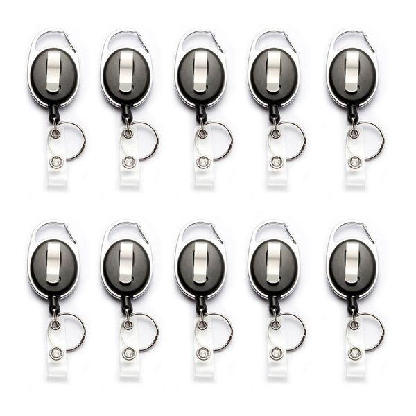 10 pack retractable badge id card holders with carabiner reel clip key chain 649d, Silver
10 pack retractable badge id card holders with carabiner reel clip key chain 649d, Silver