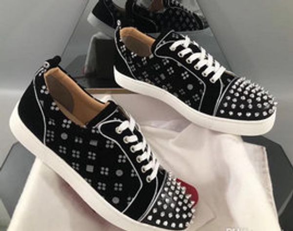 designer sneakers bottom low junior spikes mens shoes genuine leather suede crystal wedding party shoes big size 13 color t07, Black 
designer sneakers bottom low junior spikes mens shoes genuine leather suede crystal wedding party shoes big size 13 color t07, Black