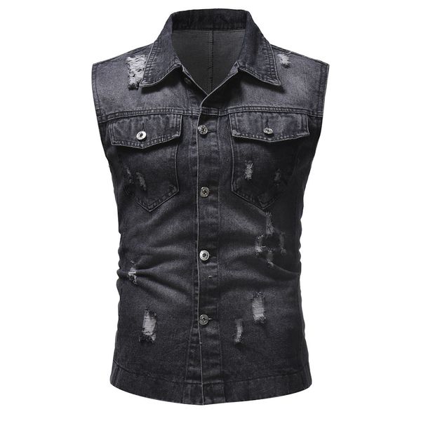 denim vest men autumn winter destroyed vintage denim waistcoat vest sleeveless jacket d90809, Black;white
denim vest men autumn winter destroyed vintage denim waistcoat vest sleeveless jacket d90809, Black;white