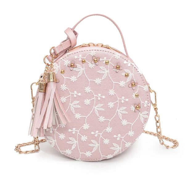 sweet lace round handbags pu leather women crossbody bags female small fresh flower chain shoulder bag pink
sweet lace round handbags pu leather women crossbody bags female small fresh flower chain shoulder bag pink