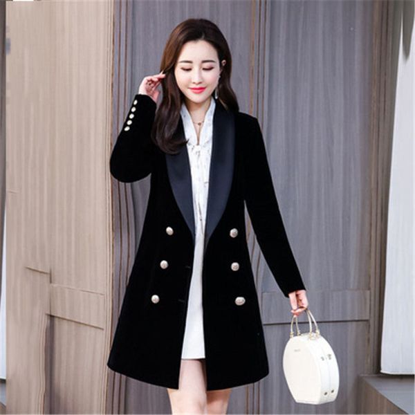 fashion gold velvet double-breasted suit lady slim windbreaker coat women's korean 2019 new spring autumn long blazer jacket, Tan;black
fashion gold velvet double-breasted suit lady slim windbreaker coat women's korean 2019 new spring autumn long blazer jacket, Tan;black