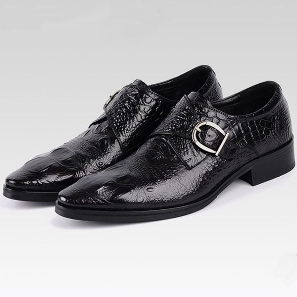 men's genuine leather shoes classic buckle male formal footwear fashion crocodile pattern wedding party shoes, Black
men's genuine leather shoes classic buckle male formal footwear fashion crocodile pattern wedding party shoes, Black