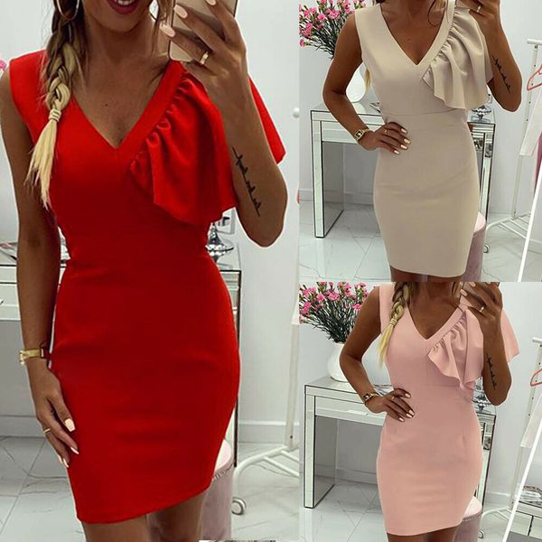 new style women's dresse summer bodycon sleeveless party ruffles solid v neck club short mini sheath dress fashion 2019 hot, Black;gray
new style women's dresse summer bodycon sleeveless party ruffles solid v neck club short mini sheath dress fashion 2019 hot, Black;gray