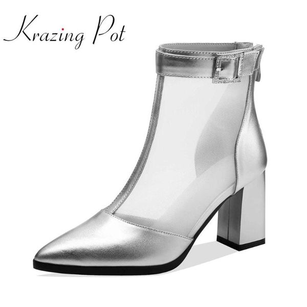 krazing pot summer cow leather air mesh high thick heel pointed toe rhinestone fastener sunscreen office lady ankle boots l9f1, Black
krazing pot summer cow leather air mesh high thick heel pointed toe rhinestone fastener sunscreen office lady ankle boots l9f1, Black