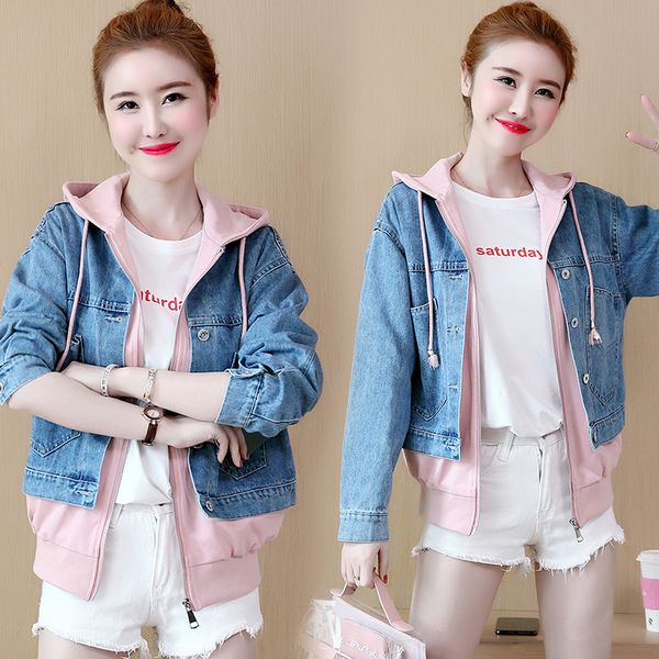 denim jacket female bf han loose casual student denim jacket 2019 popular new spring short paragraph fake two piece coat, Black;brown
denim jacket female bf han loose casual student denim jacket 2019 popular new spring short paragraph fake two piece coat, Black;brown